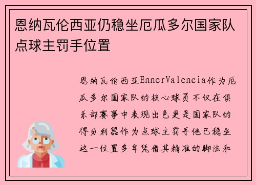 恩纳瓦伦西亚仍稳坐厄瓜多尔国家队点球主罚手位置